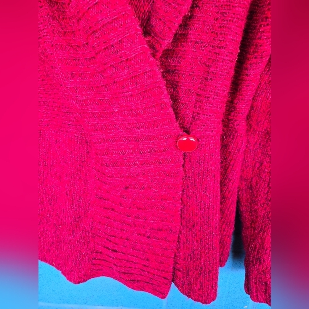 Jones New York Women's Pink Knit One ButtonCardigan Tunic Sweater Sz L Ramie 54% - Picture 4 of 9